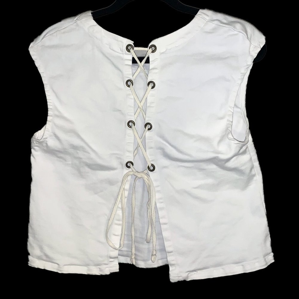 LaCausa White Back Tie Blouse